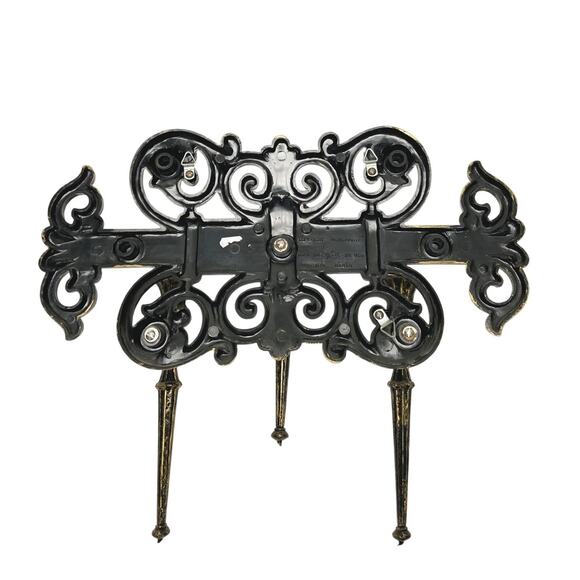 Vintage Gothic Dart Ind Three Arm Plastic Candelabra Sconce 1978 Black Gold 4193 - Picture 6 of 10